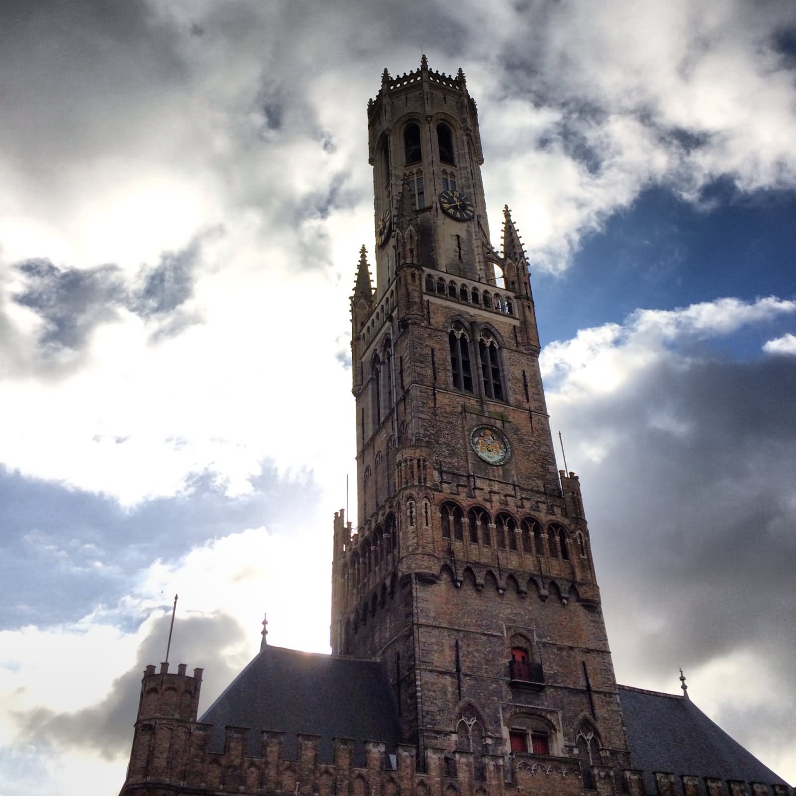 Belfry Tower of Bruges With Clouds