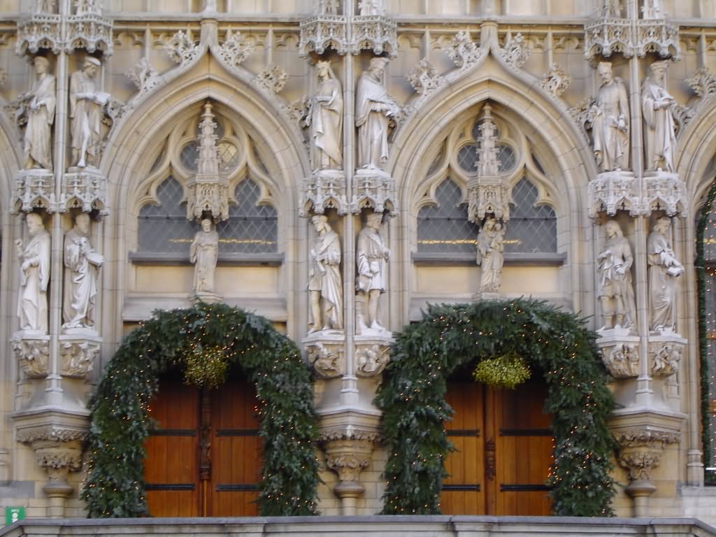 Closeup of Windows Of The Leuven Town Hall