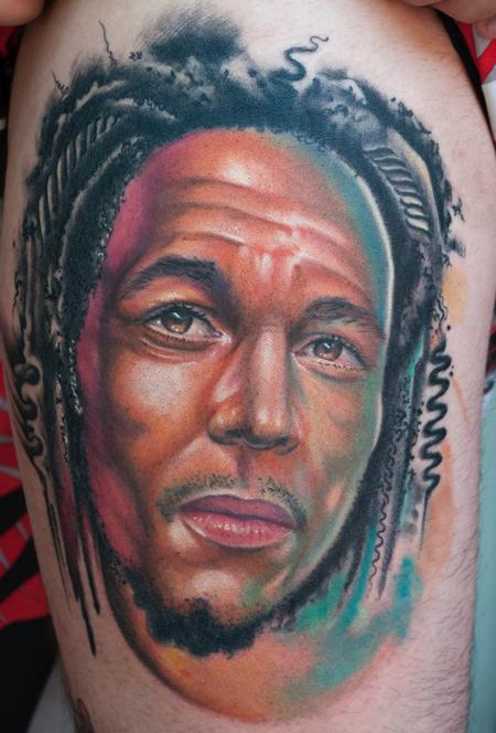 Color Ink Bob Marley Portrait Tattoo