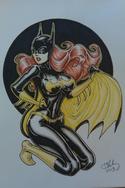 Colorful Batgirl Tattoo Design