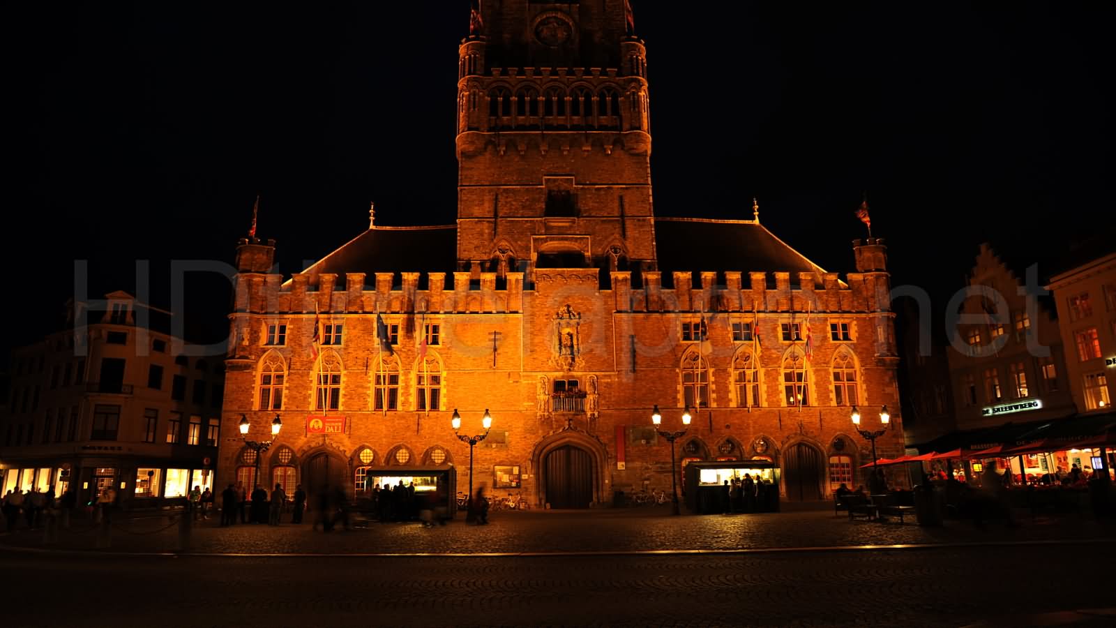 Entrance Of The Belfry of Bruges During Night