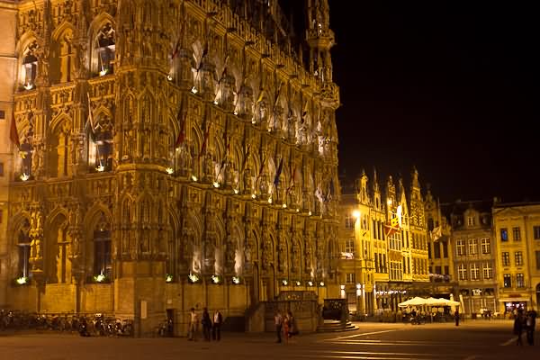 Entrance View Of The Leuven Town Hall At Night