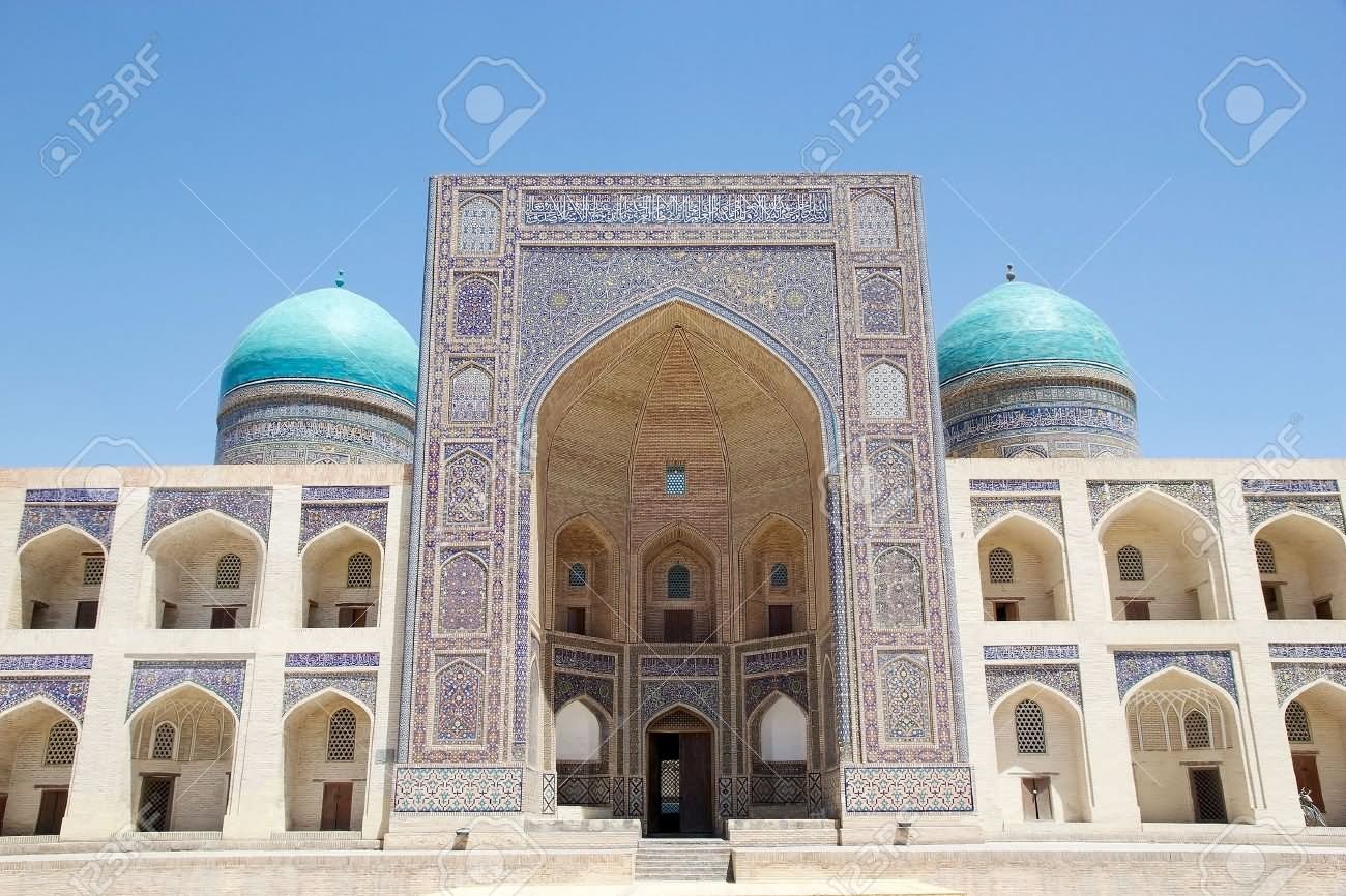 Front Entrance Gate Of The Mir-i Arab Madrasa At The Po-i-Kalyan Complex In Bukhara, Uzbekistan