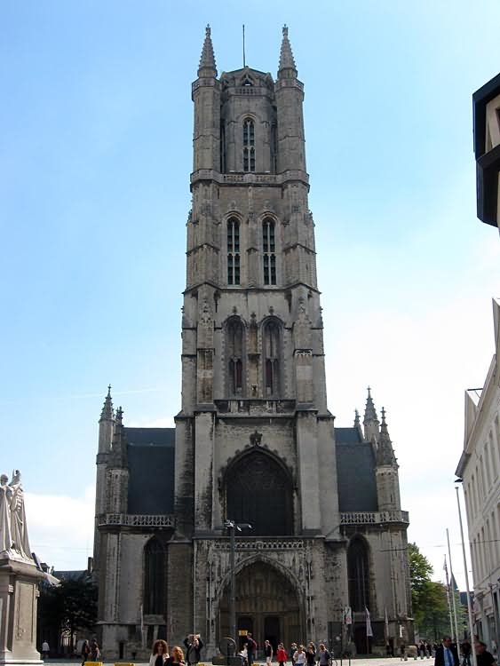 Front Image Of The Saint Bavo Cathedral, Belgium