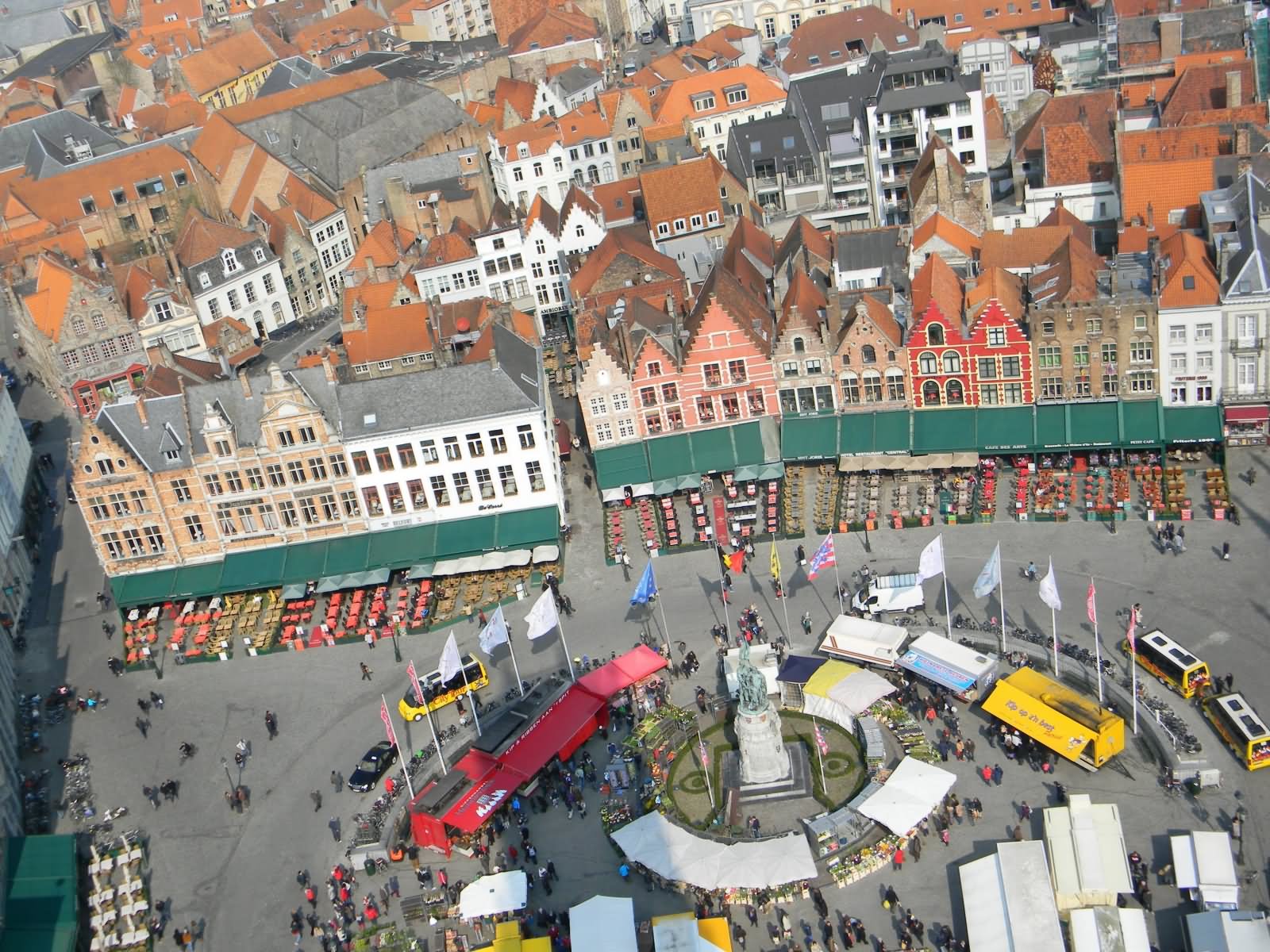 Grote Market Square View From The Belfry of Bruges