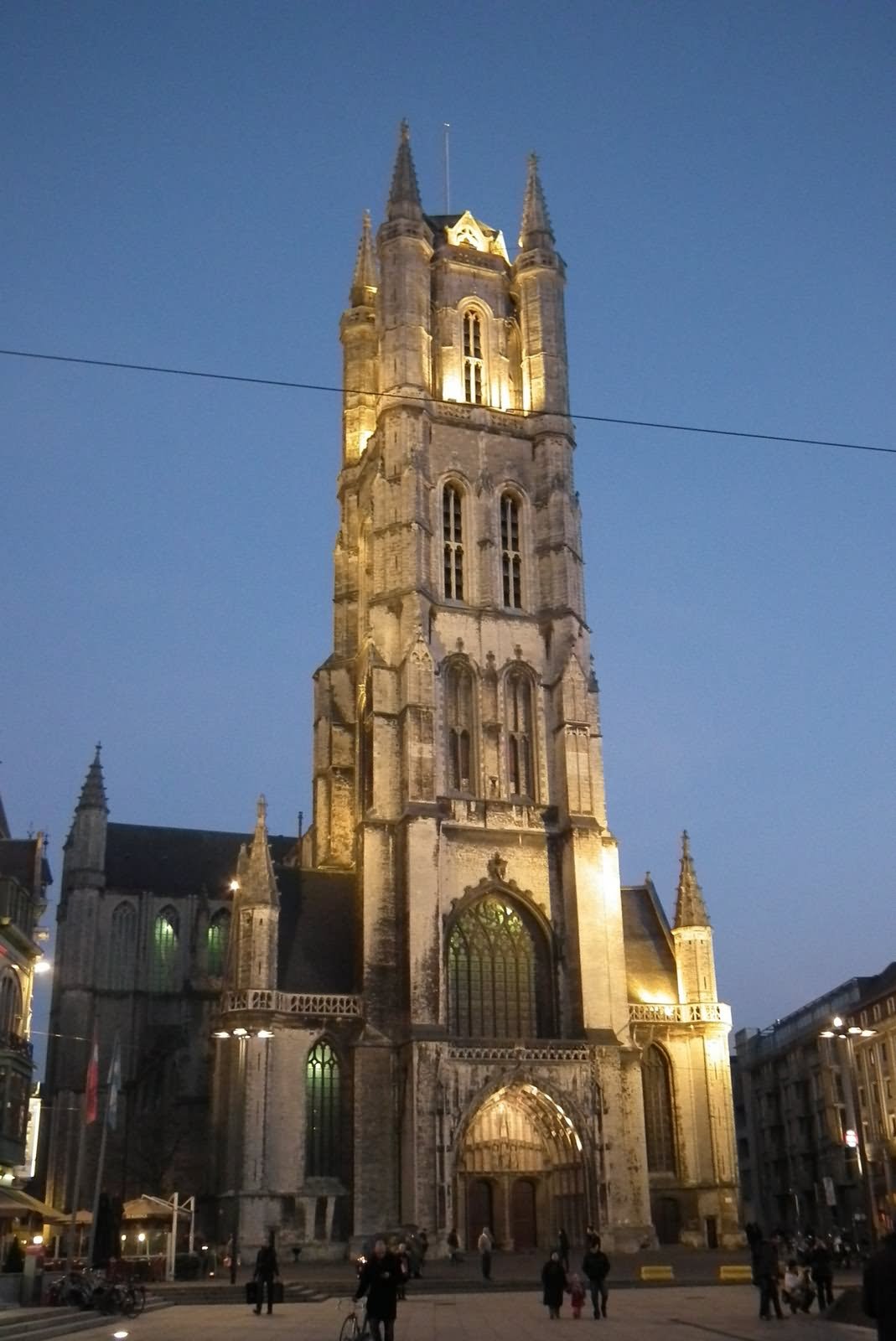 Incredible Night View Of The Saint Bavo Cathedral In Ghent, Belgium