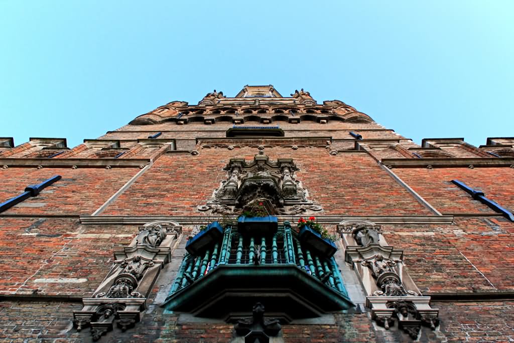 Looking Up At The Belfry of Bruges In Belgium