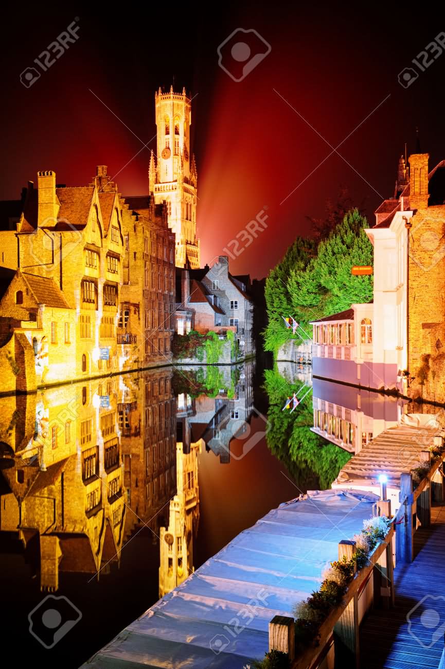 Night View Of Belfry Of Bruges