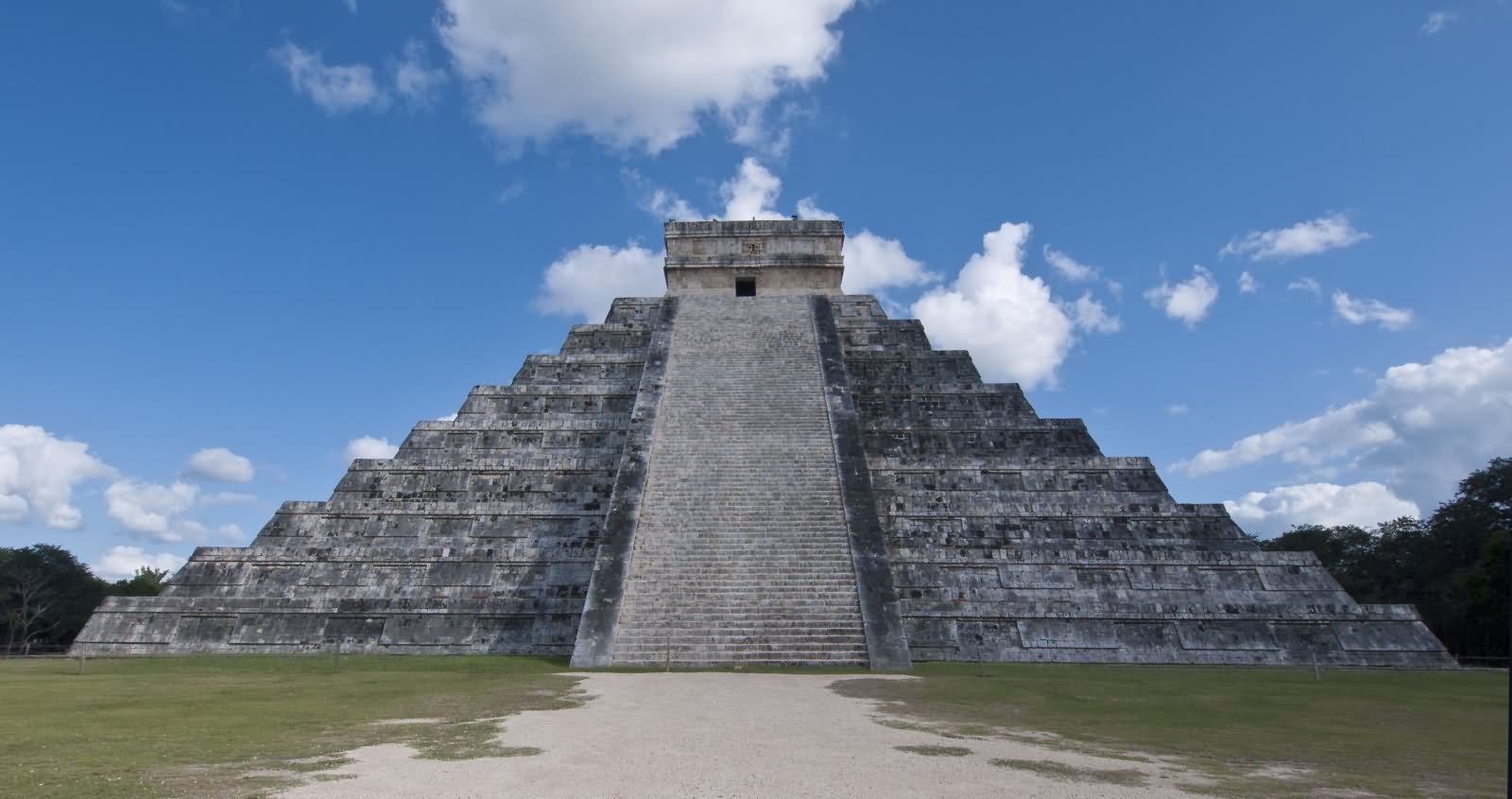 North View Of The El Castillo In Mexico