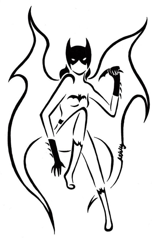 Outline Batgirl Tattoo Design