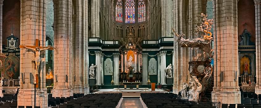 Panorama View Of The Interior Of The Saint Bavo Cathedral