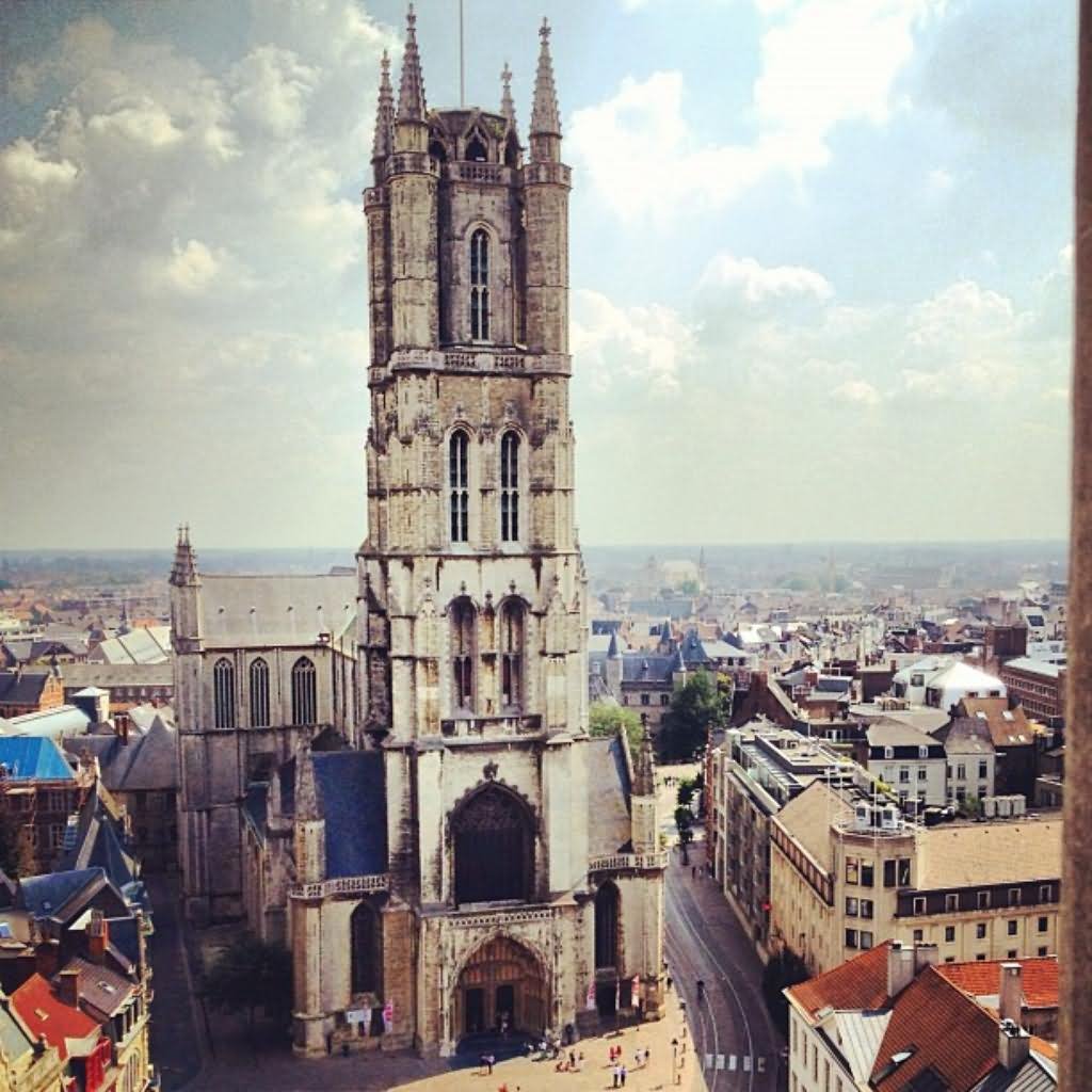 Saint Bavo Cathedral In Ghent, Belgium Front Picture