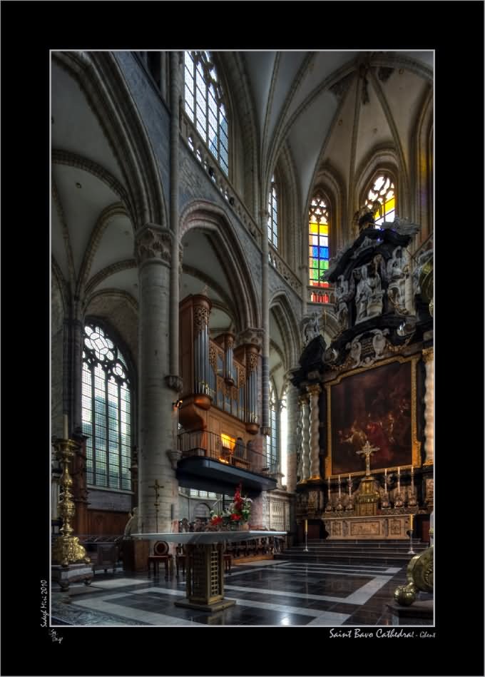 Saint Bavo Cathedral In Ghent Inside View Image