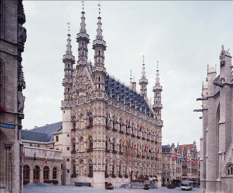 Side Picture Of The Leuven Town Hall In Belgium