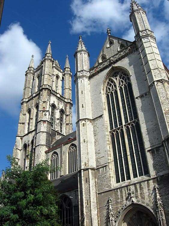 Side View Of The Saint Bavo Cathedral In Ghent, Belgium