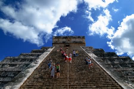 Stairs Way To The Kukulcan Temple El Castillo In Chichen Itza, Mexico