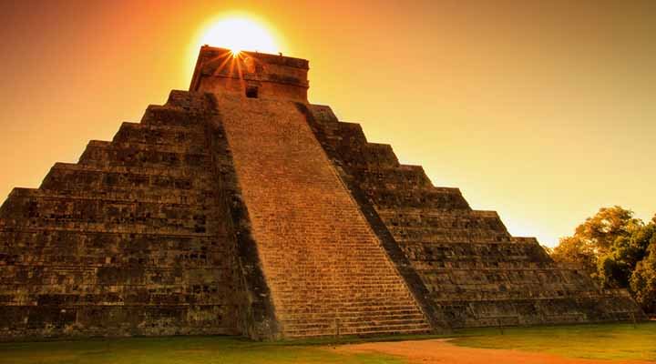 Sunset View Of The El Castillo In Mexico