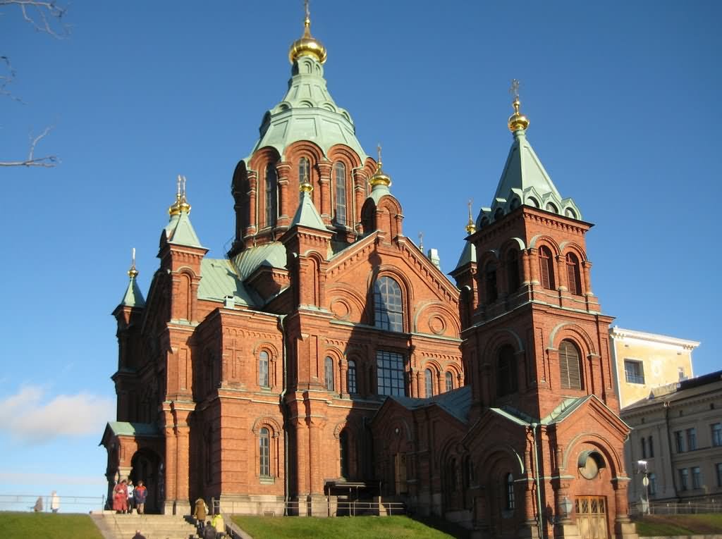 Sunset View Of The Uspenski Cathedral In Helsinki Finland