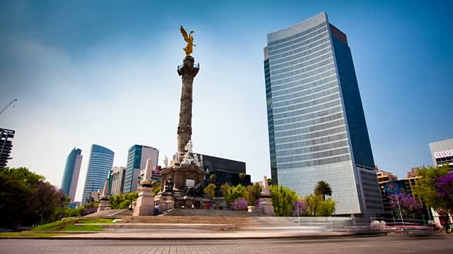 The Angel Of Independence Monument At A Roundabout In Mexico City