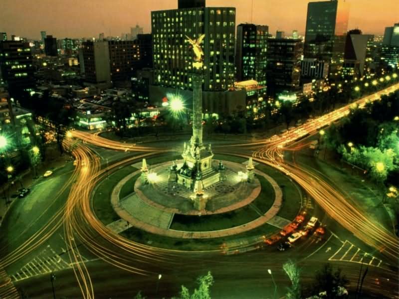 The Angel Of Independence On The Paseo de la Reforma At Night