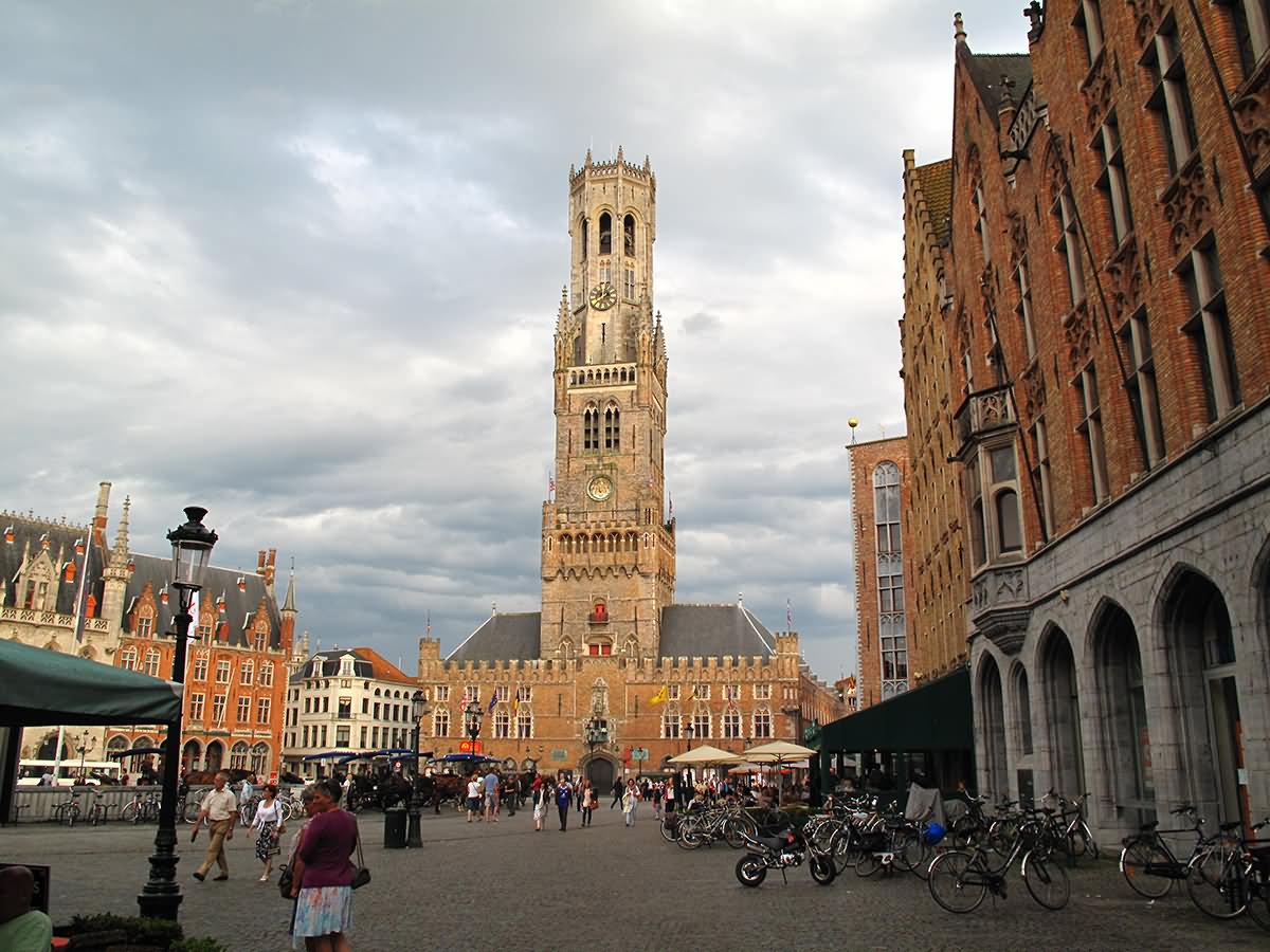 The Belfry of Bruges View From Bruges Street In Belgium