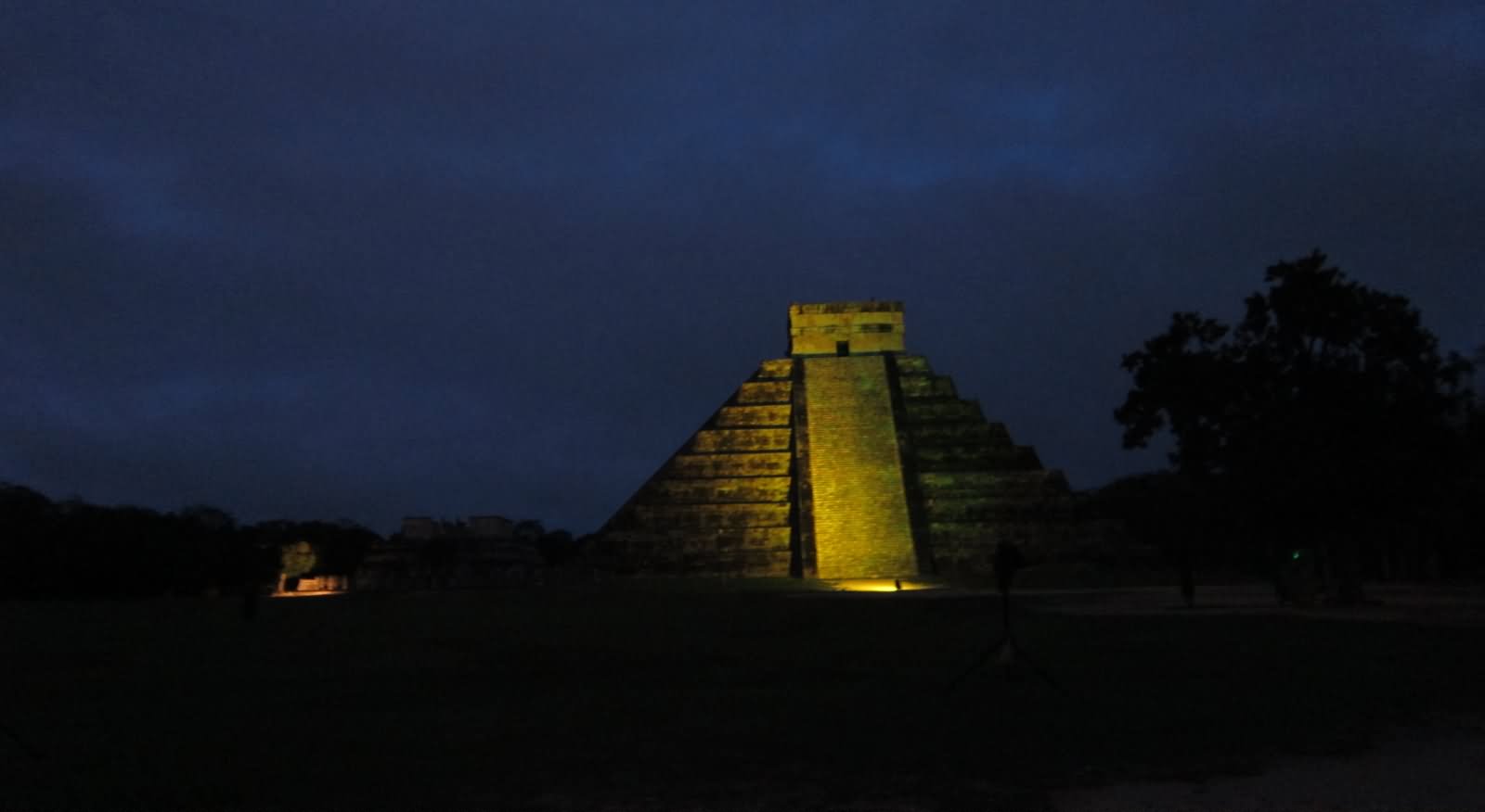 The El Castillo At Chichen Itza At Night