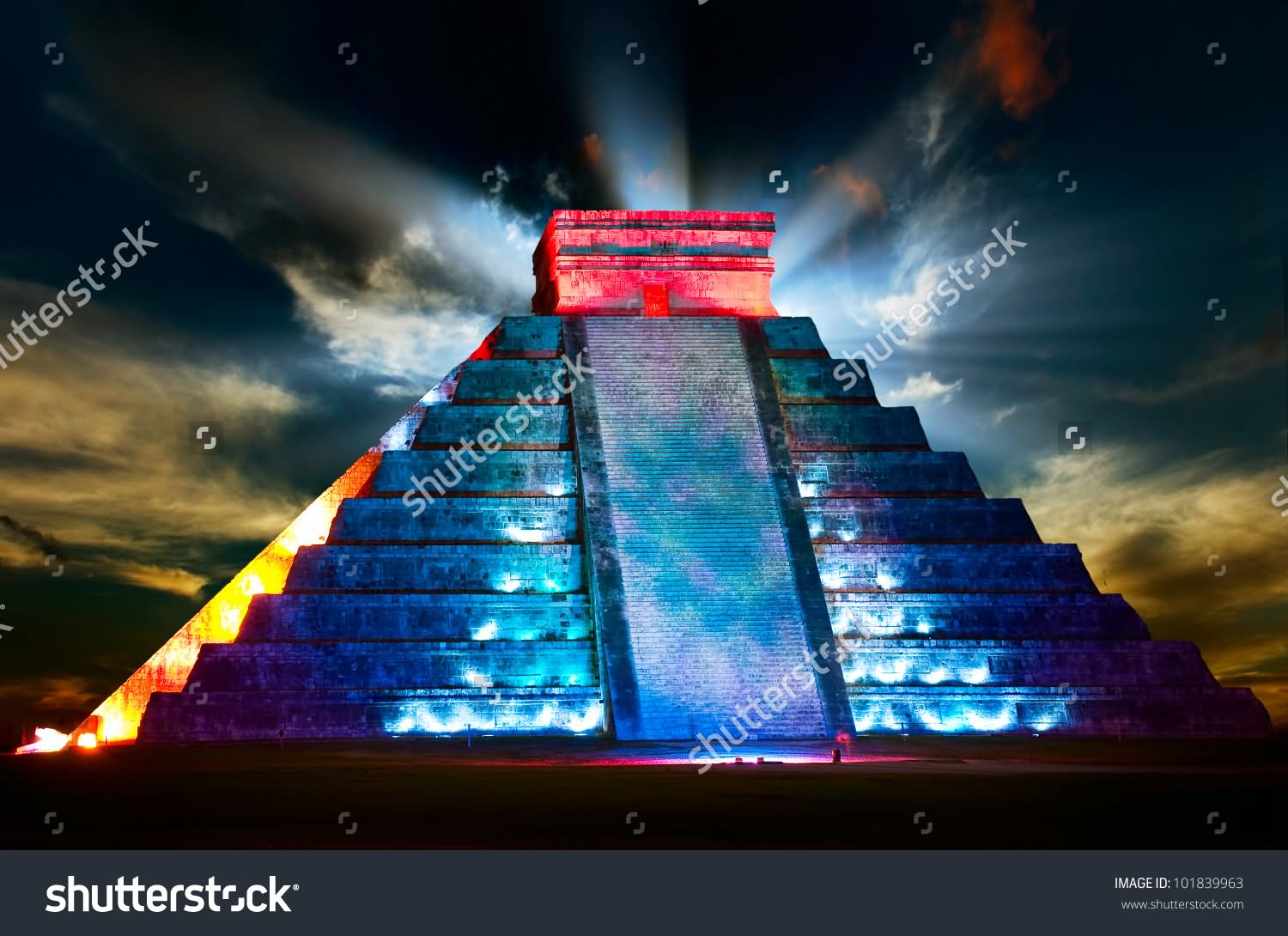 The El Castillo Pyramid At Night