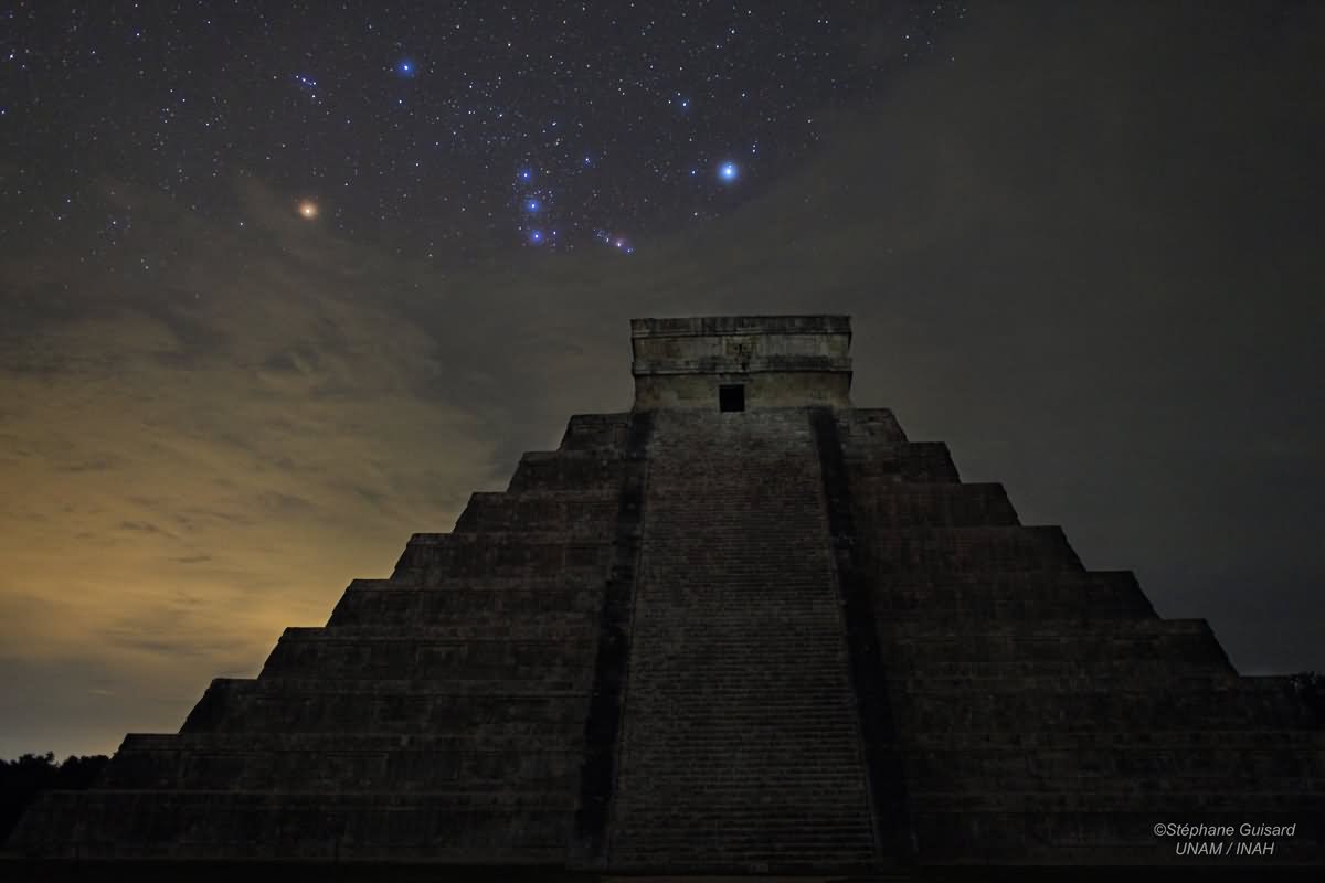 The El Castillo Pyramid Night View Image