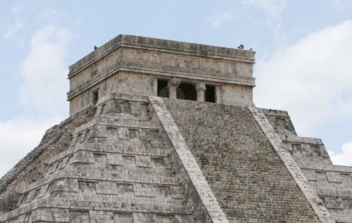 The Temple Of Kukulkan Atop El Castillo In Mexico