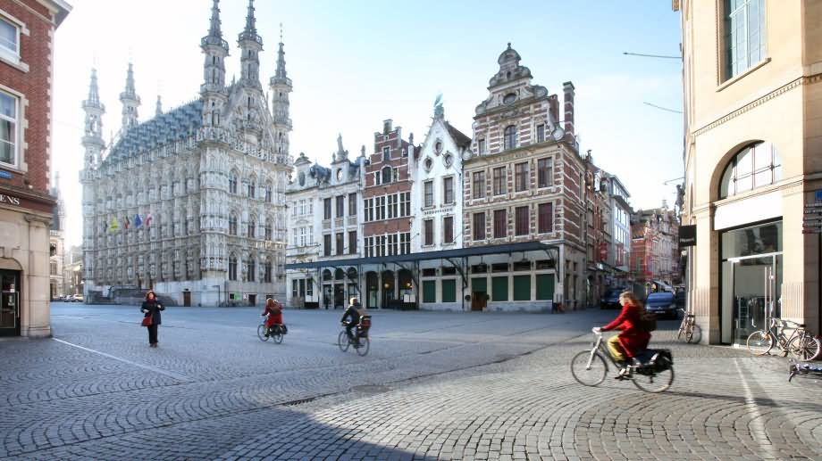 The Town Hall Of Leuven With Surrounding Buildings