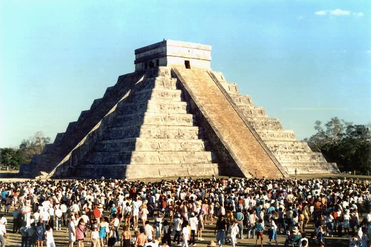 Tourists At The El Castillo In Chichen Itza, Mexico