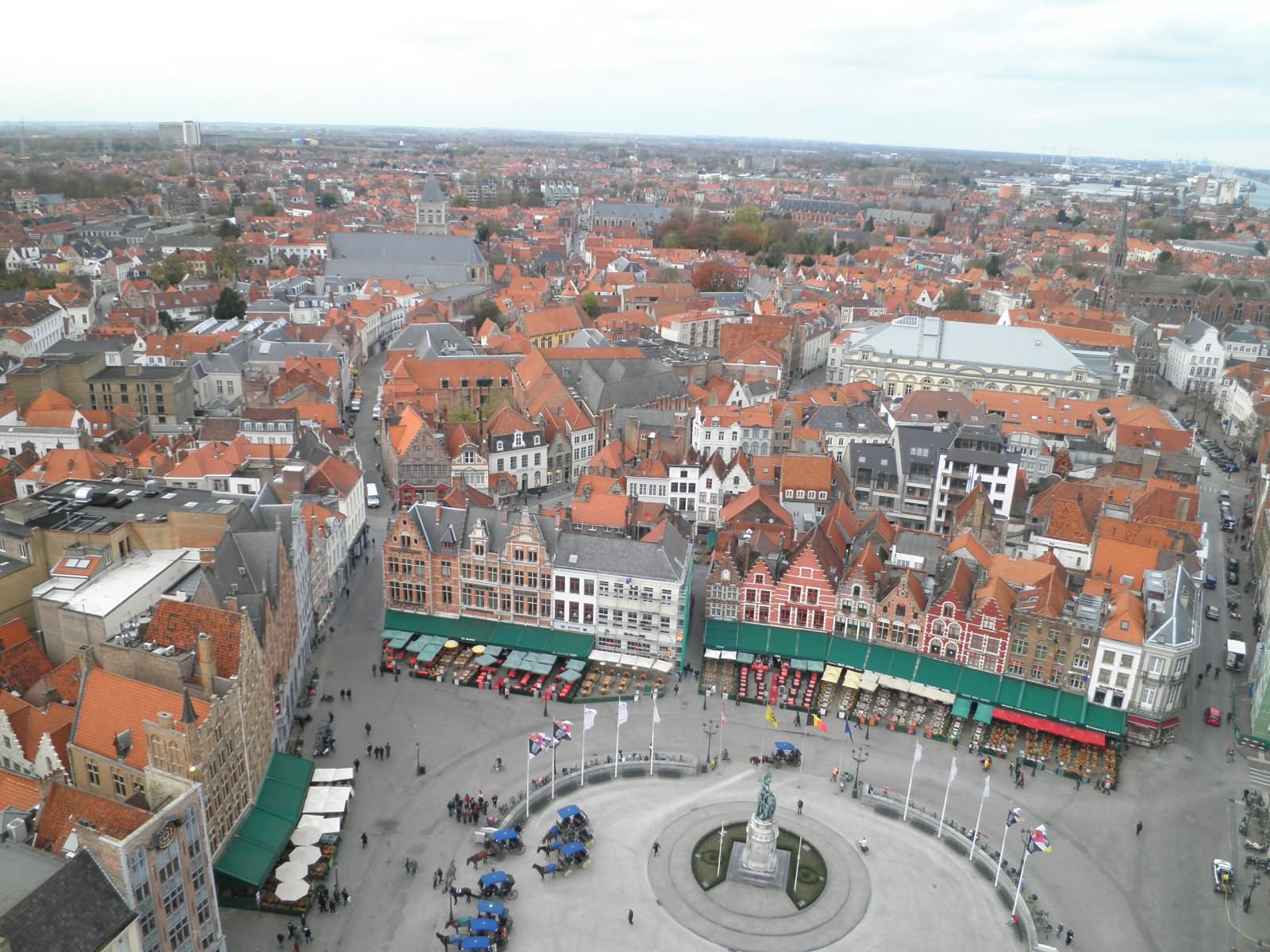 View Of The Market Square In Bruges From The Belfry Of Bruges