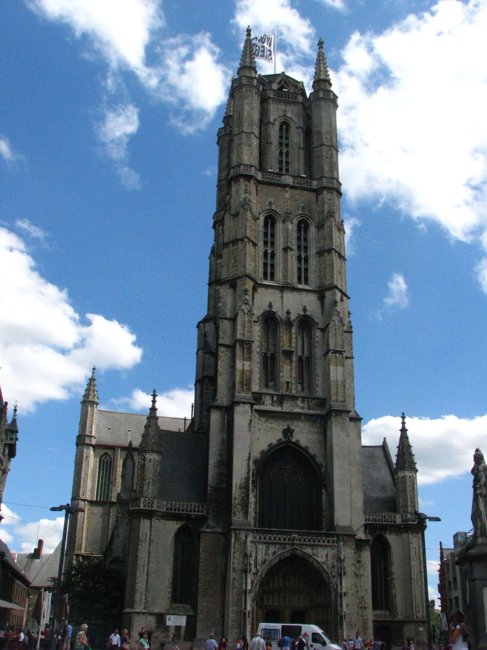 West Facade View OF The Saint Bavo Cathedral In Ghent, Belgium