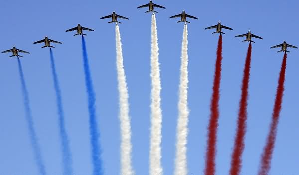 Air Show During The Bastille Day Parade