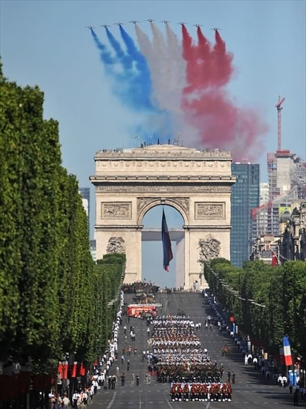 Air Show Over The Arc de Triomphe During Bastille Day Parade