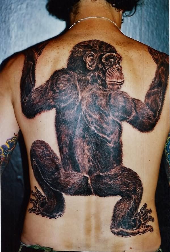 Amazing Monkey Tattoo On Full Back