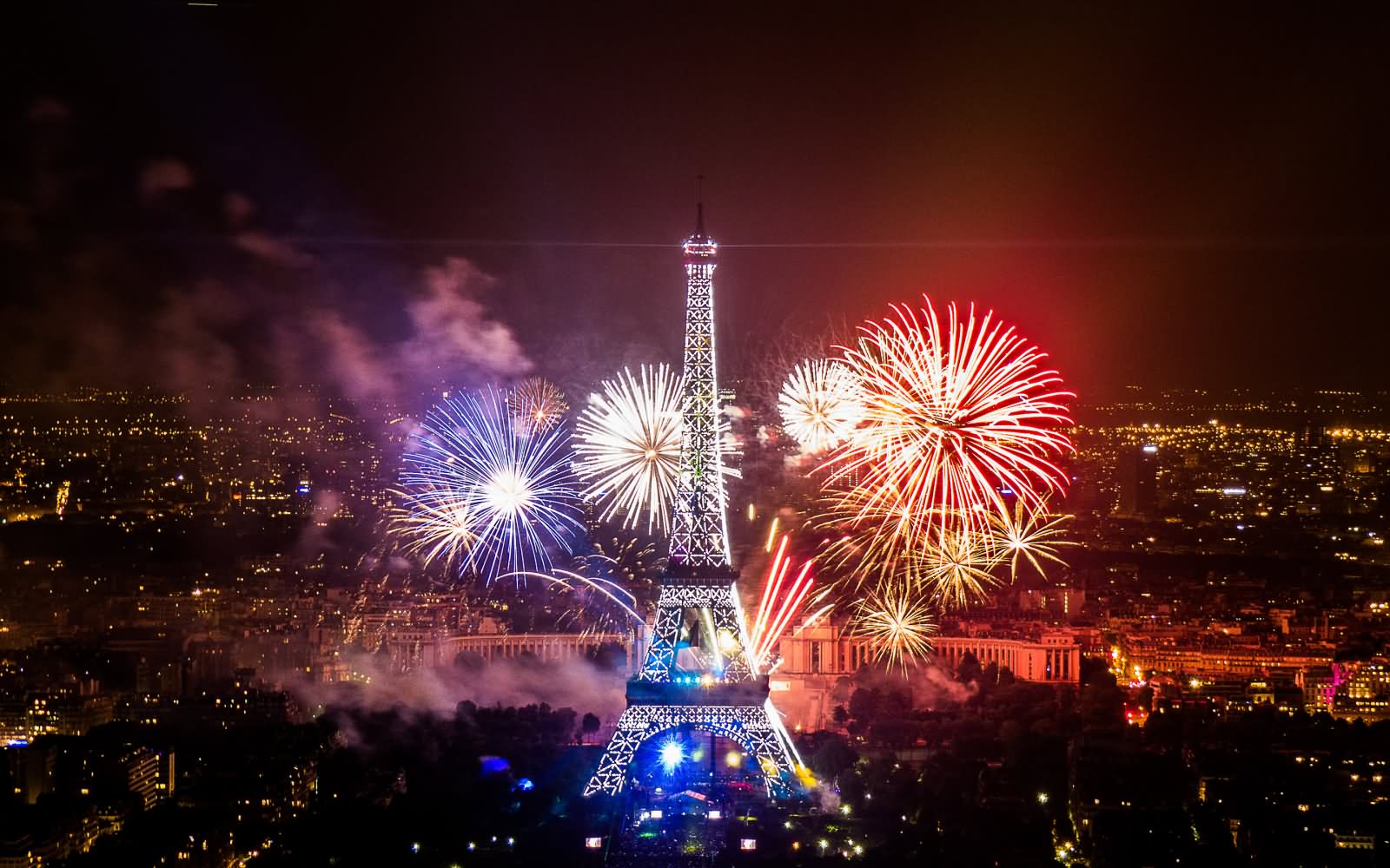 Bastille Day Fireworks On Eiffel Tower In Paris