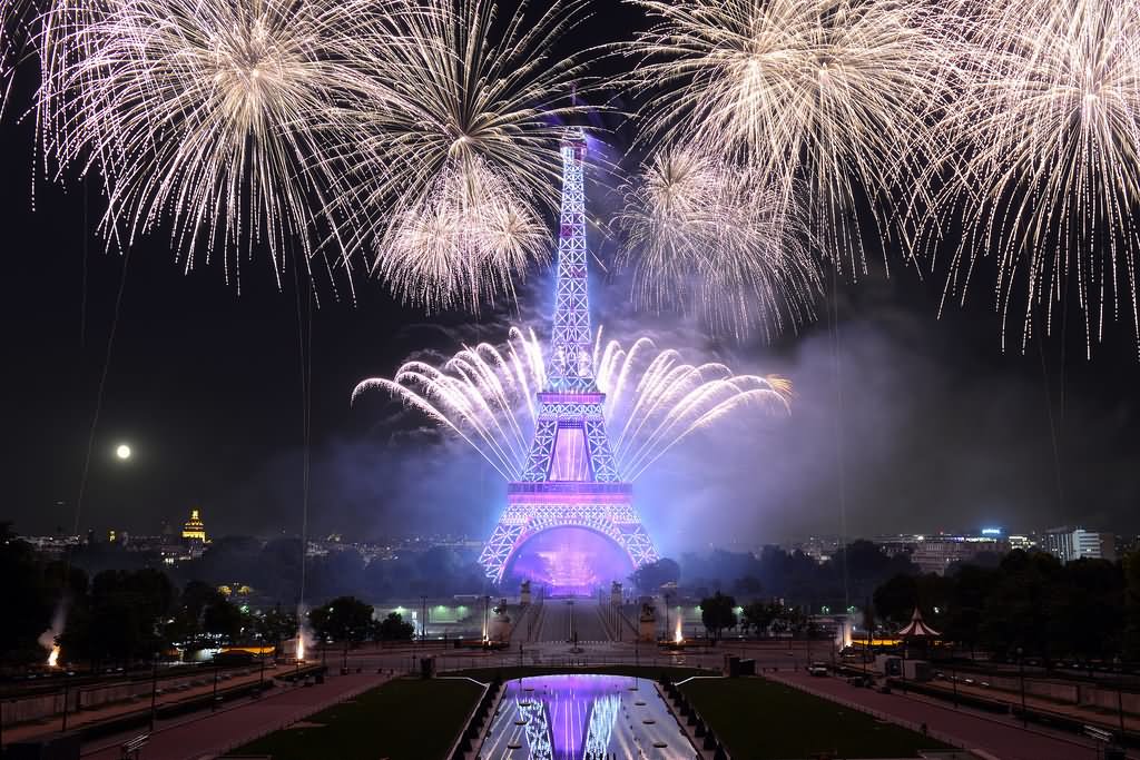 Bastille Day Fireworks Over The Eiffel Tower In Paris