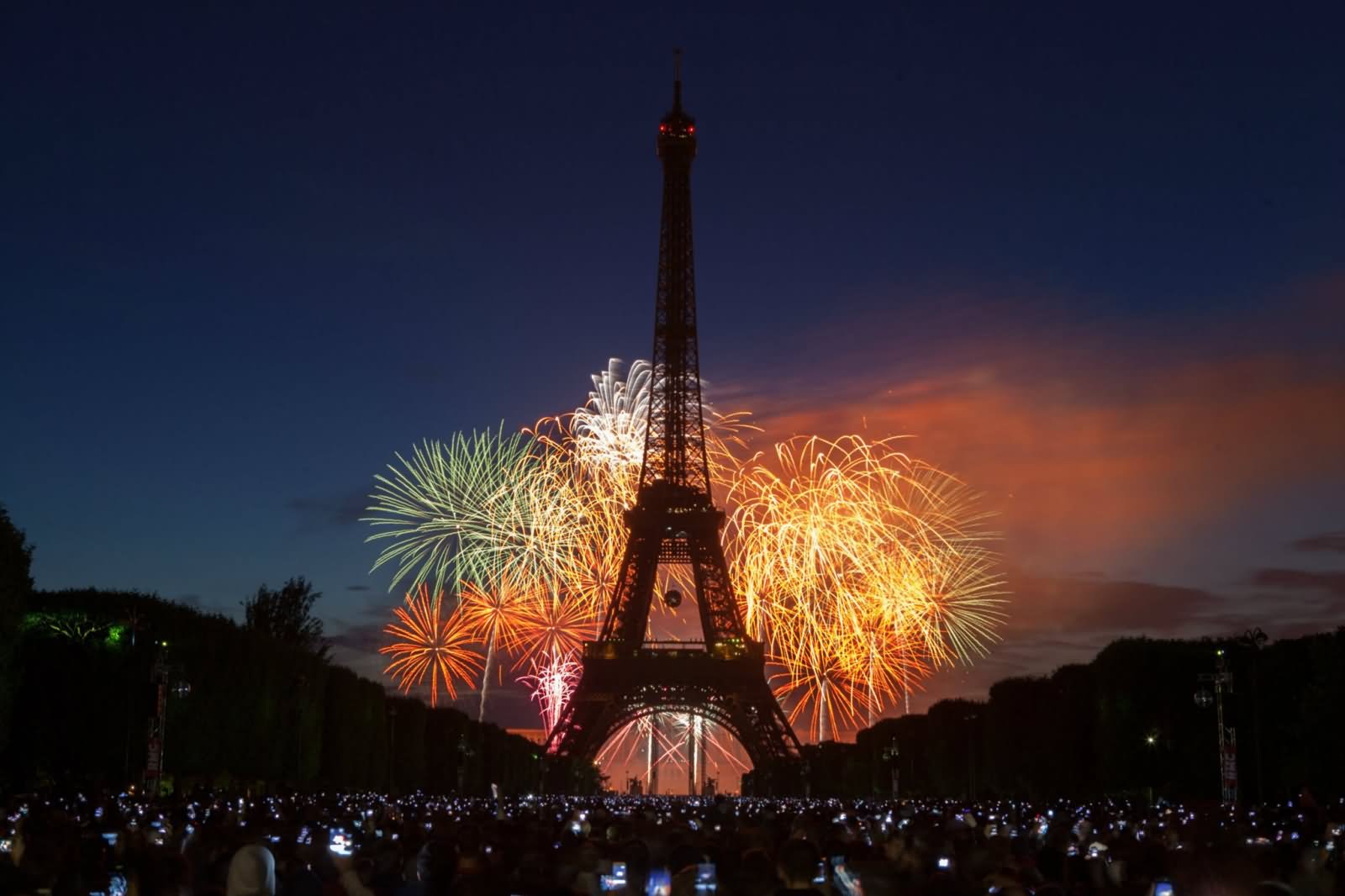 Beautiful Fireworks Display During Bastille Day