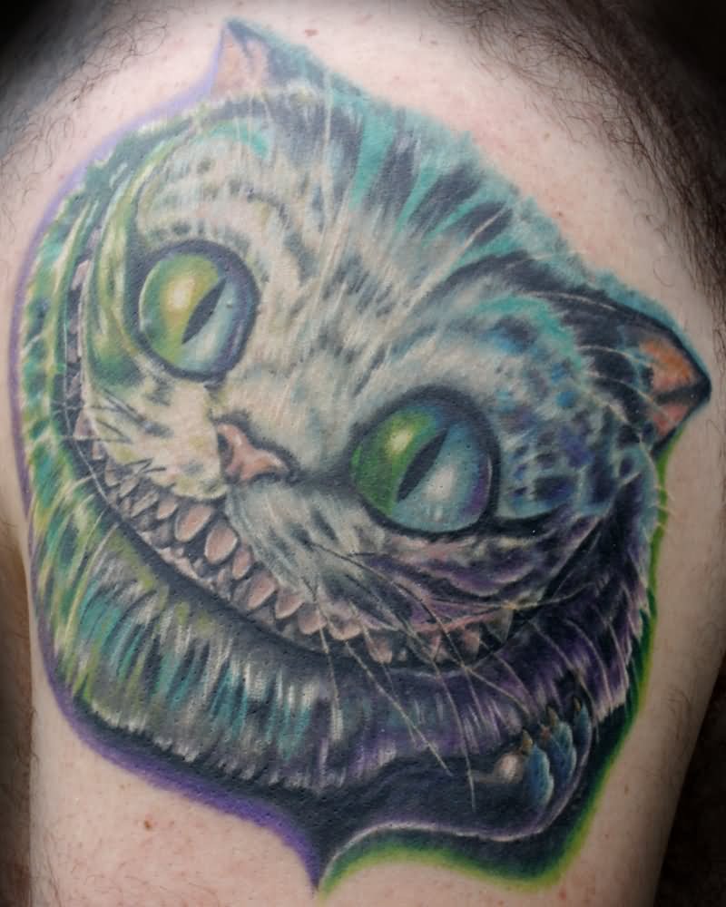 Cheshire Cat Tattoo On Shoulder