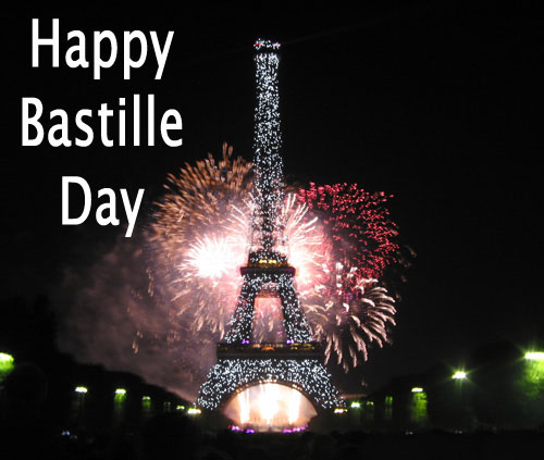 Happy Bastille Day Fireworks Over The Eiffel Tower