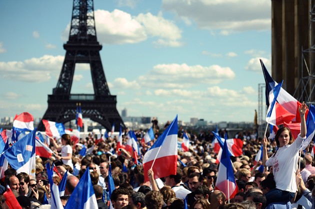 Large Number Of People Gathered Near The Eiffel Tower To Celebrate Bastille Day