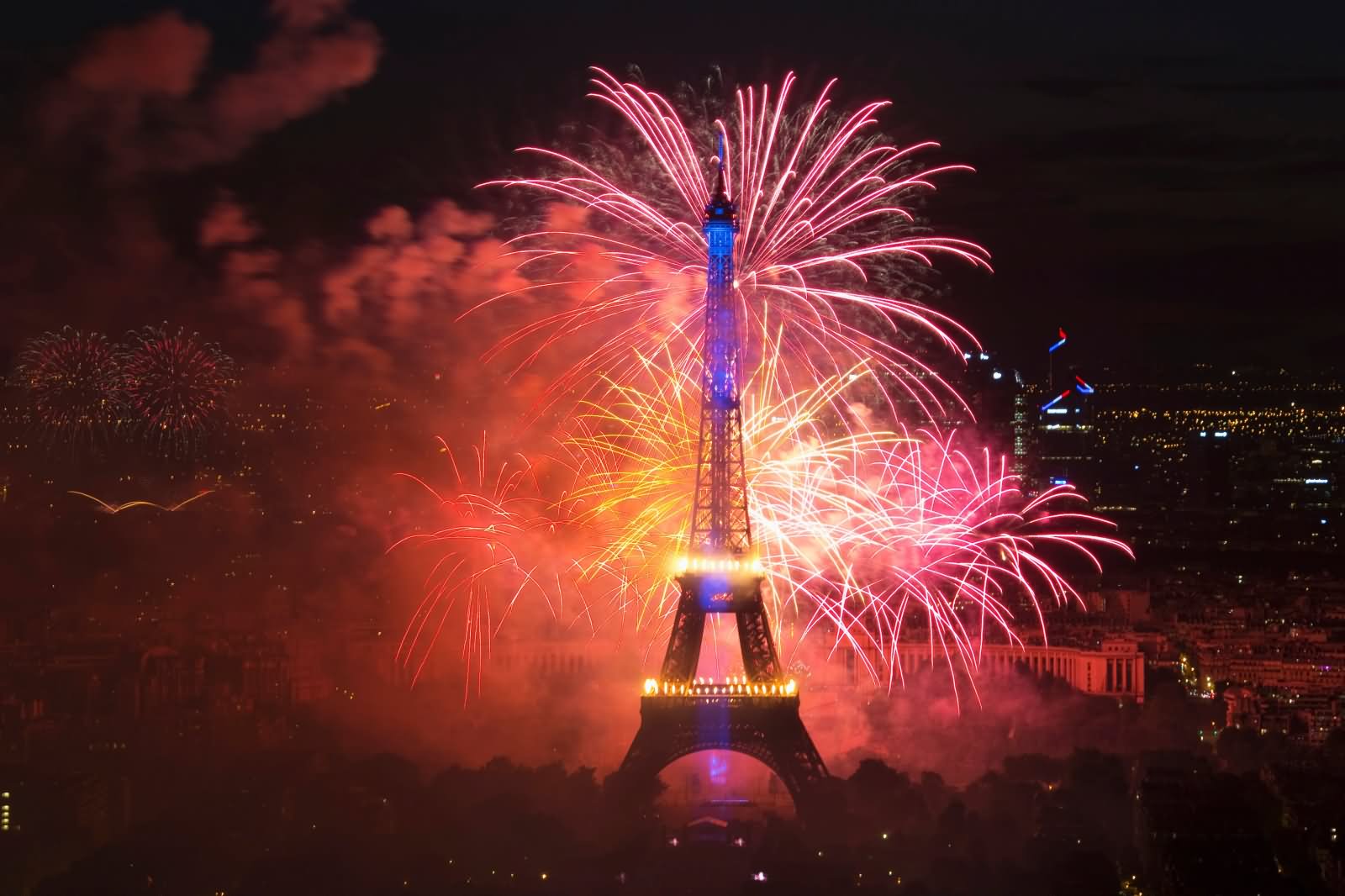 Spectacular Fireworks At The Eiffel Tower For Bastille Day