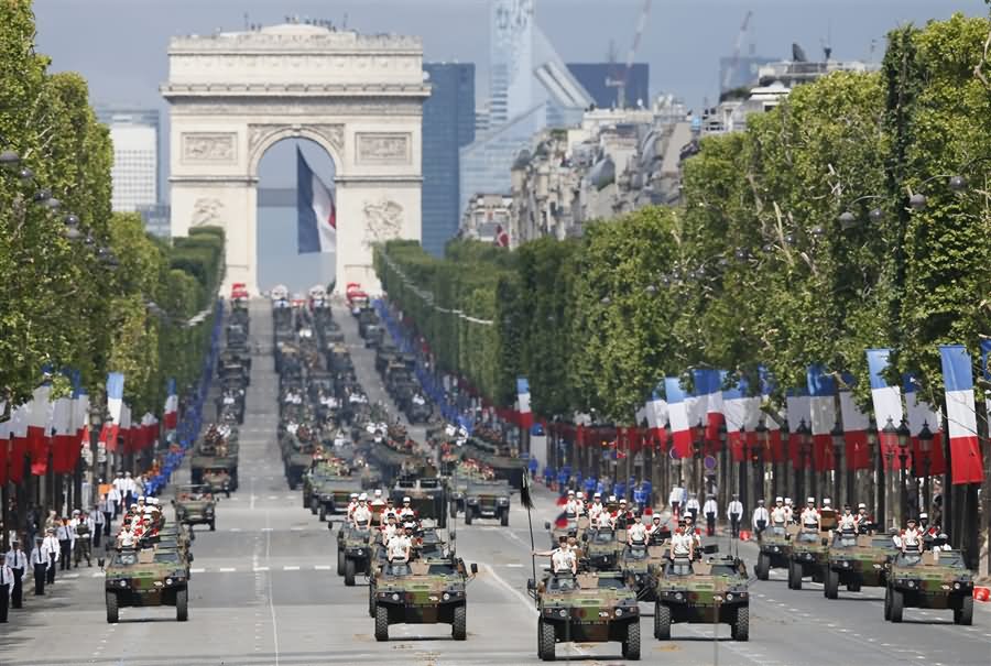 Troops Taking Part In The Bastille Day Parade