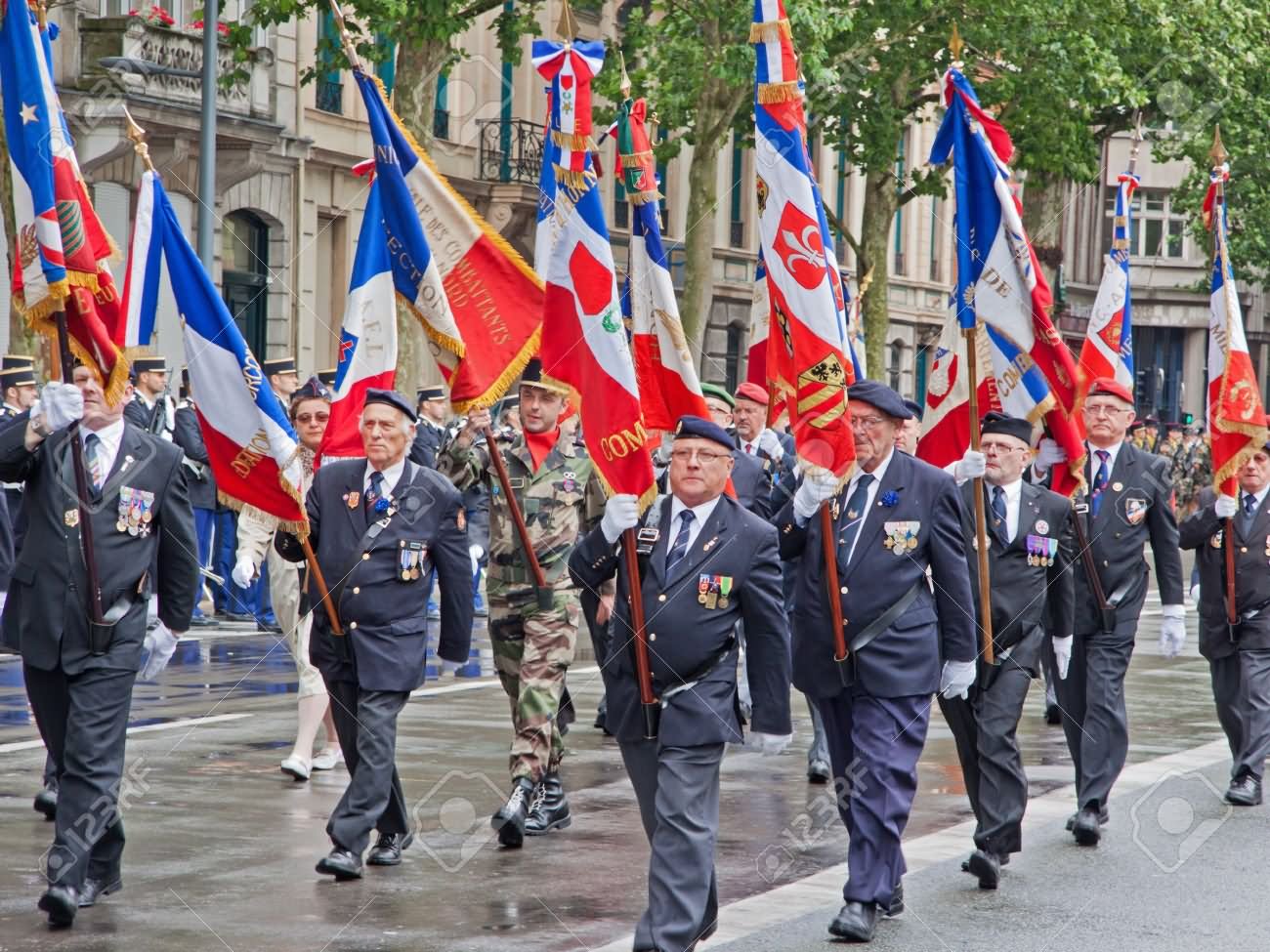 Veterans Marching In A Bastille Day Parade