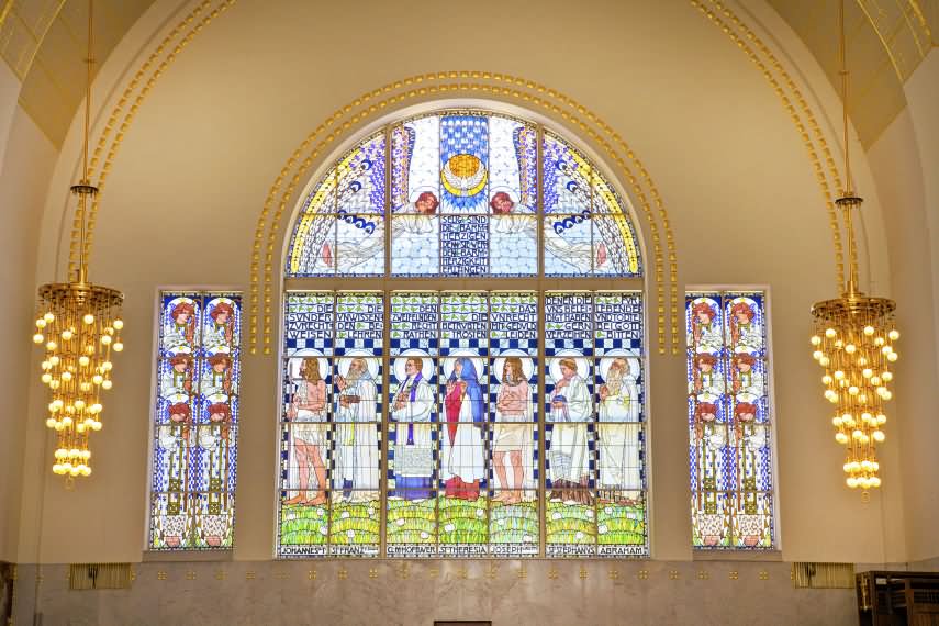 Beautiful Stained Glass Window Inside The Kirche am Steinhof