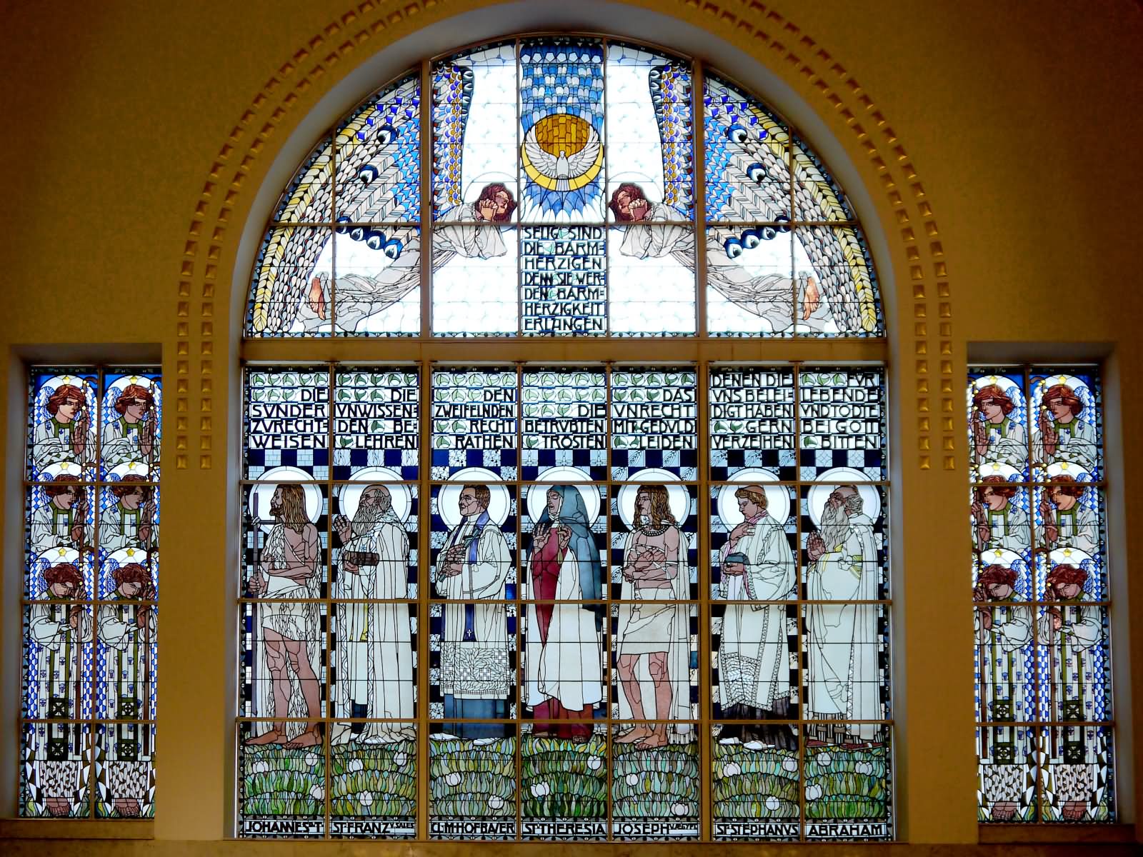 Beautiful Stained Glass Window Inside the Kirche am Steinhof In Vienna, Austria