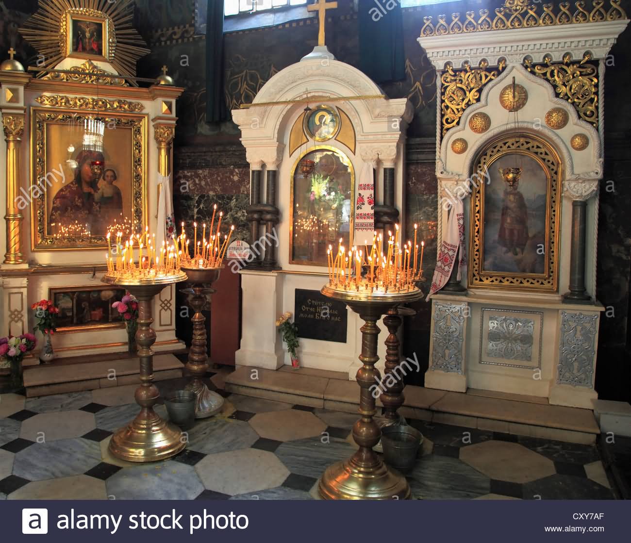 Candles Stand Inside The St Volodymyr's Cathedral