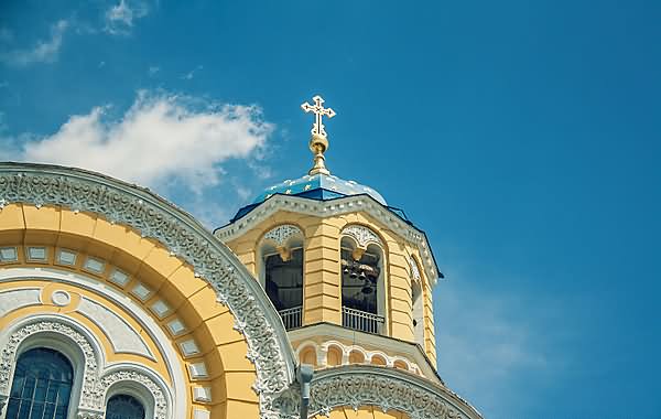 Closeup Of The Cross On The Side Tower Of The St Volodymyr's Cathedral