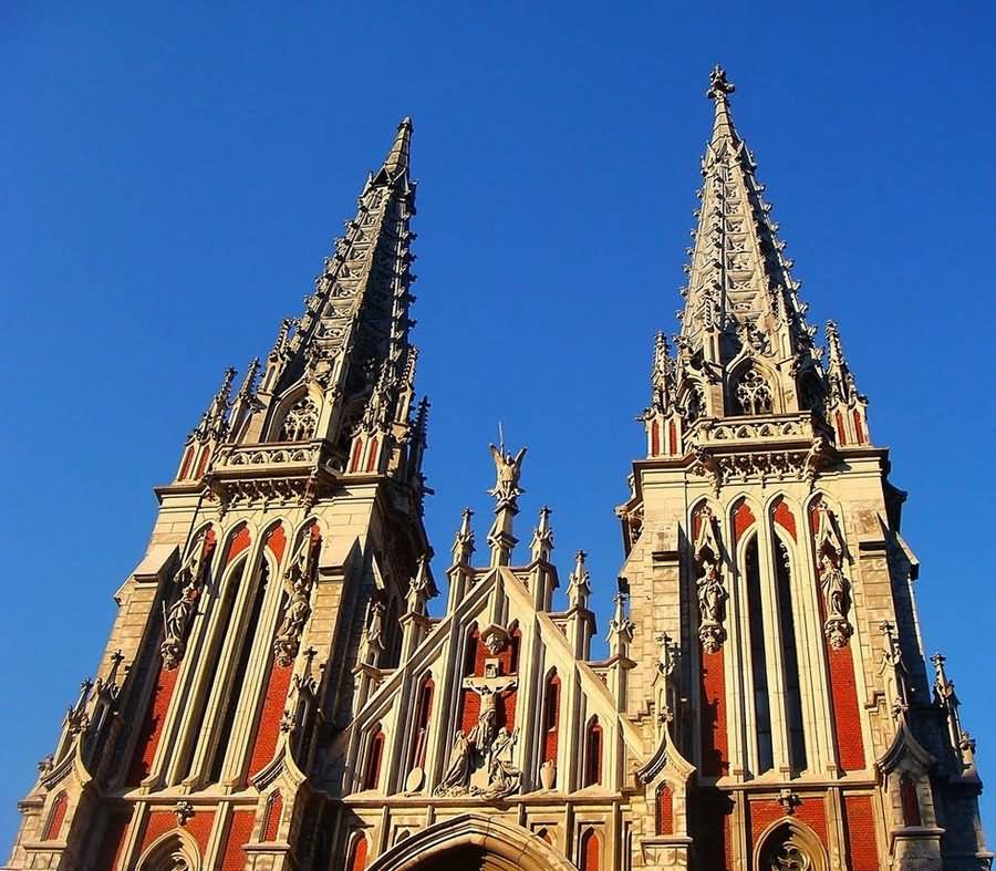 Closeup Of The Top Of The St. Nicholas Roman Catholic Cathedral